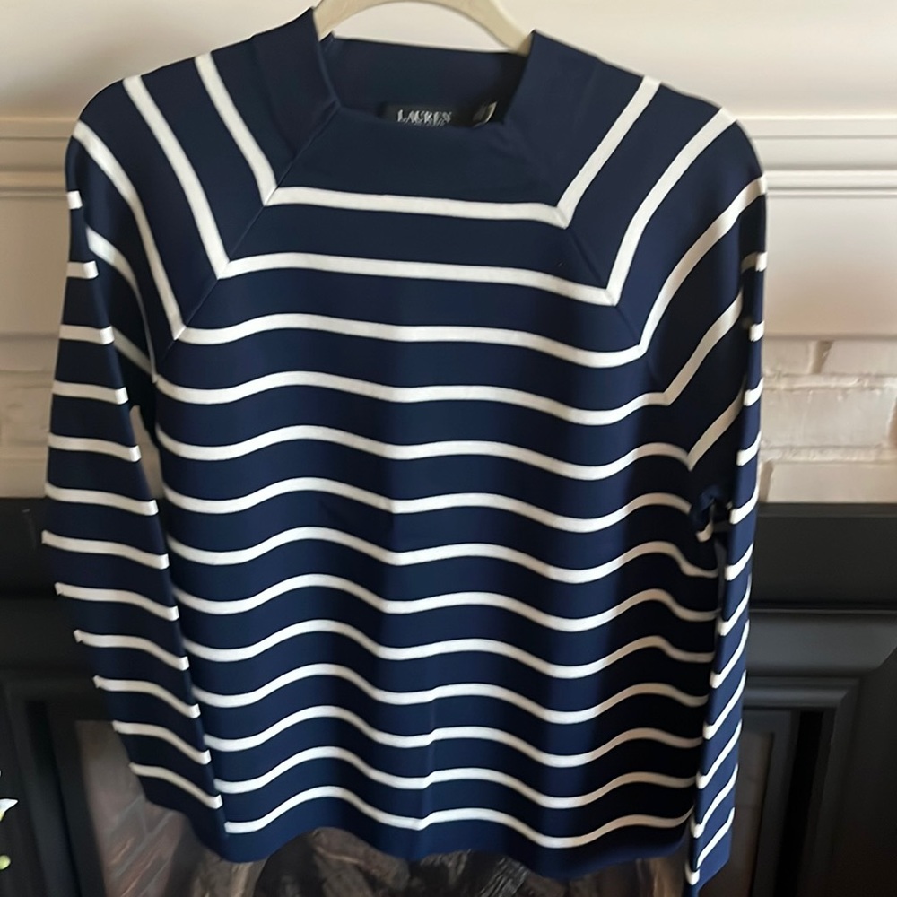 Ralph Lauren navy & white striped sweater 2X, NWOT